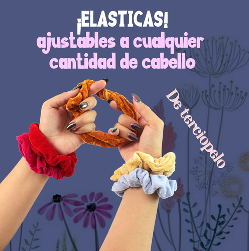 Imagen 4 de 6 de Set 20 Piezas Banda Elastica Terciopelo Liga Cabello Th-001