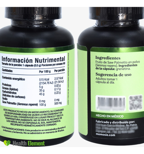 Saw Palmetto | Salud De Próstata | 60 Cápsulas | Momosie