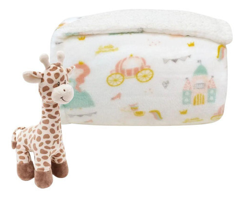 Cobertor Kids Plush Print Sherpa Princess E Pelúcia Girafa