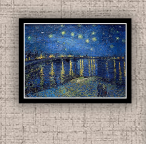 Quadro Com Moldura Van Gogh A3 33x45cm Noite Estrelada Rodan