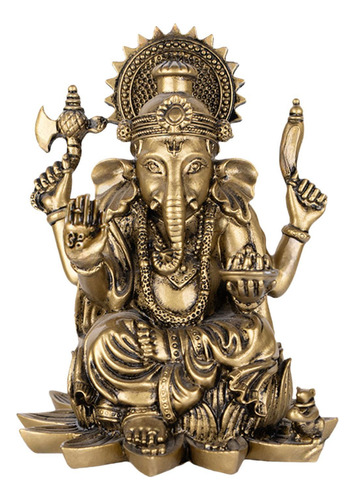Estátua De Ganesha Hindu Elefante Bronze 11,5x14,5cm