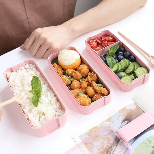 Contenedor Lonchera Box Lunch Divisiones Cubiertos Portatil