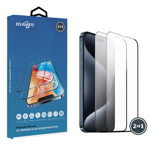 2 Piezas Mica De Cristal Templado Premium Para iPhone