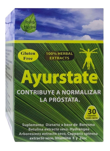 Ayurstate 2 Cajas X 30 Cap (60) Normalizador De La Prostata