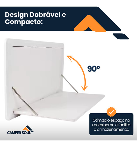 Mesa Dobrável Externa Para Motorhome 800x450mm Com Trava