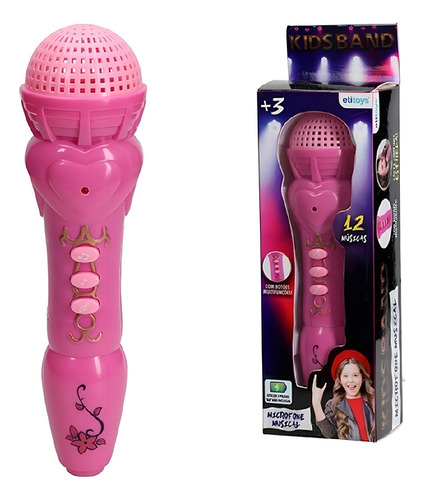 Microfone Musical Infantil Com Luz E 12 Canções Etitoys
