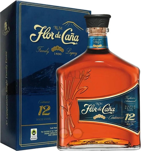 Ron Flor De Caña Centenario 12 Años 750cc Estuche Regalo