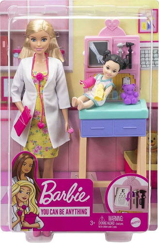 Barbie Pediatra Muñeca Rubia Doctora + Bebe Mattel