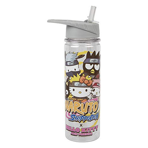 Bioworld Naruto X Sanrio Botella De Agua De 16 Oz Uv