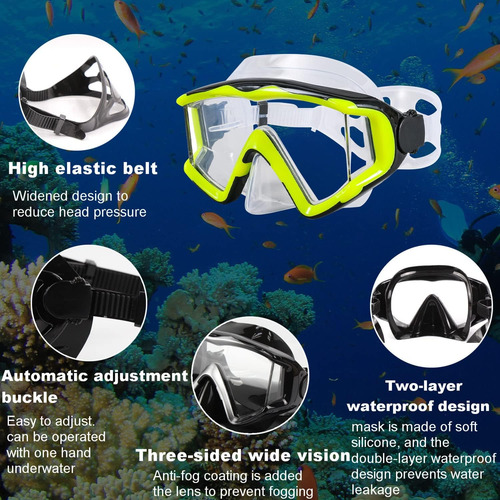 Mascarilla De Buceo Antivaho Adultos, Amarillo Y Transparent