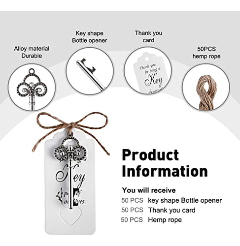 Abnaok 50pcs Wedding Favors/ Party Favors Key Bottle Opener,