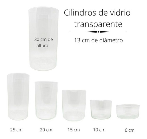 Imagen 2 de 9 de Florero Vidrio Cilindro Ideal P Centro De Mesa 13x15