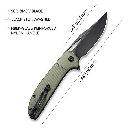 Civivi Ortis Flipper Pocket Knife, 3.25 Black Stonewashed 9c