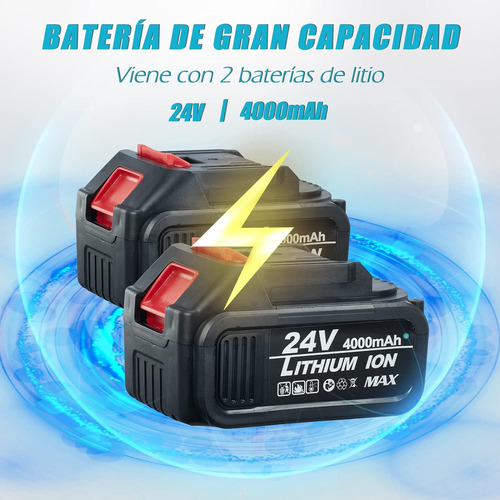 Juego De Llave De Impacto Inalámbrico De 24 V Con 2 Batería