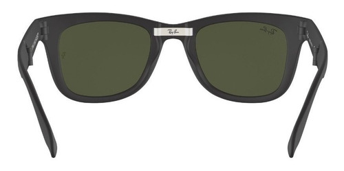 Imagen 4 de 8 de Anteojos de sol Ray-Ban Wayfarer Folding Classic Large con marco de nailon color matte black, lente green de cristal clásica, varilla matte black de nailon - RB4105