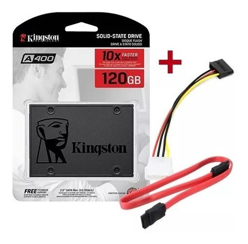 Disco Solido Ssd Kingston 120gb + Cables Sata Datos Y Power