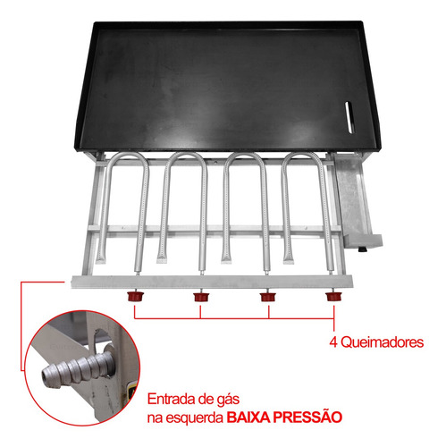 Imagem 6 de 6 de Chapa 100x50 Profissional Grelhar Carnes Hambúrguer Topchef