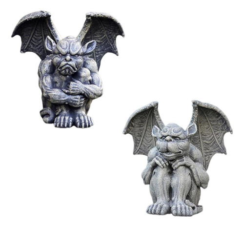 2pcs Gargoyle Garden Statue Pasillo Escultura Decoración De