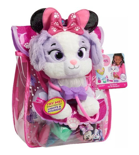 Minnie Mouse, Set Peluche Cream Puff Viaje Al Veterinario