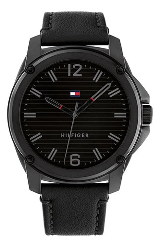 Reloj Tommy Hilfiger Para Hombre De Cuero Negro 1710485 Ss