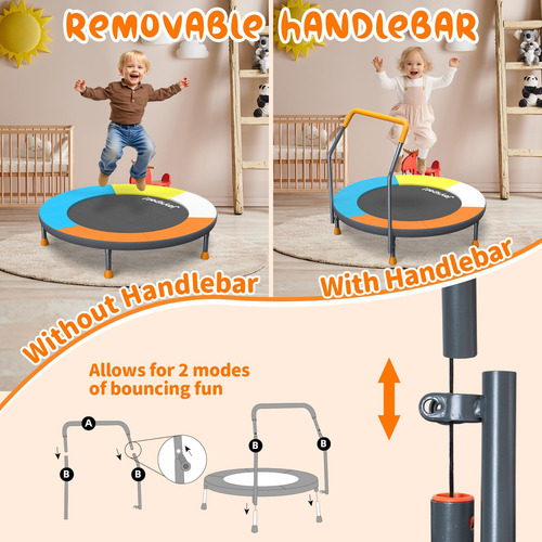 36 Niños Plegables Trampolín Con Barra De Mango Ajustable |