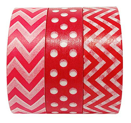 Allydrew Rojo Obsession Japonés Washi Tape (set De 3), 10m L