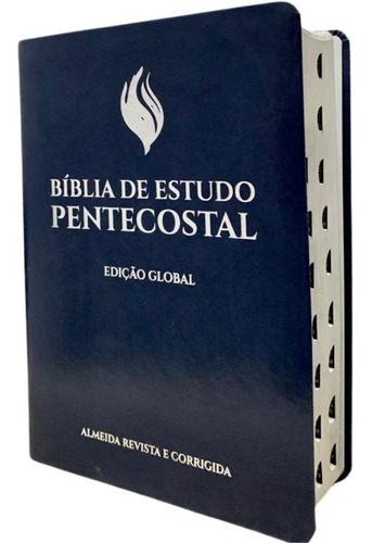 Bíblia De Estudo Pentecostal Edição Global Letras Grandes Com Palavras De Jesus Em Vermelho Capa Luxo Azul Com Índice Lateral