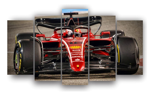 Set 5 Cuadros Decorativos Canvas Carro Formula 1 Rojo