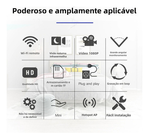 Mini Câmera Espiã Wifi 1080p Com Movimento De Visão Noturna