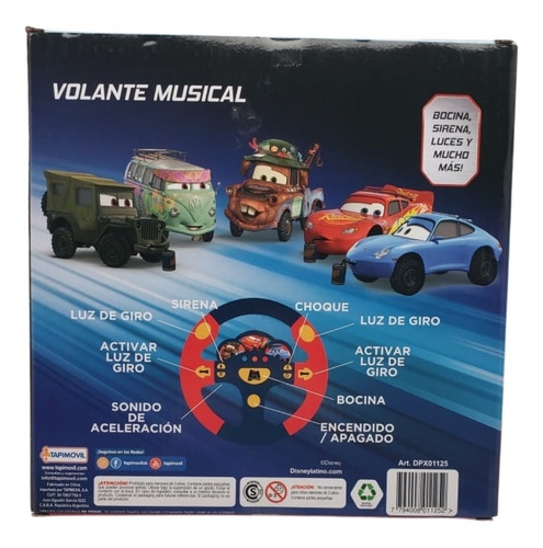 Imagen 2 de 4 de Volante Cars Musical Didactico Juguete Infantil Rayo Auto