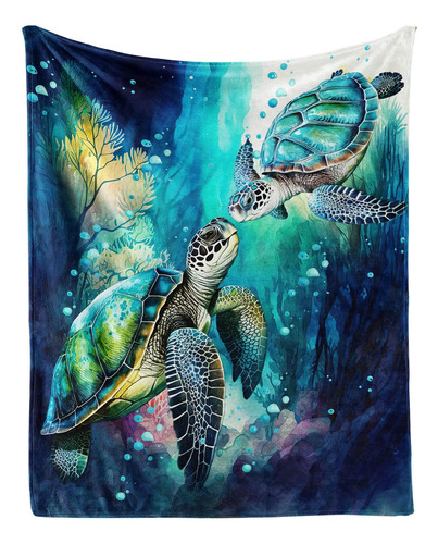 Caomeiwu Manta De Tortuga Marina, 60 X 50 Pulgadas, Franela