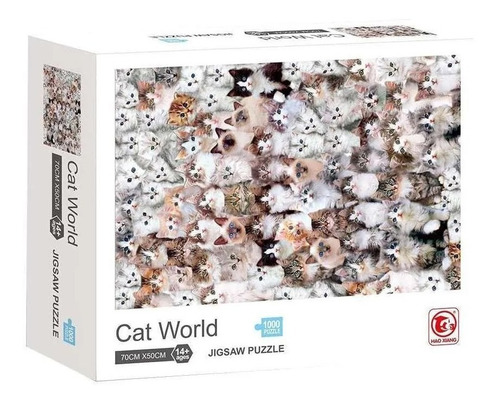Imagen 1 de 6 de Rompecabezas 1000 Piezas Puzzle Mundo Gatos Cuadro Mascotas