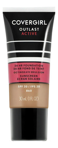 Base de maquillaje líquida CoverGirl Outlast Broad spectrum SPF20 24 Hr Foundation tono 860 classic tan - 30mL