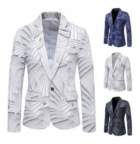 Chaqueta Informal A Rayas Con Botones [u]