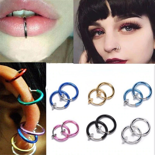  2 Und Piercing Falso Ajustable: Oreja Nariz Labios. Oferta!