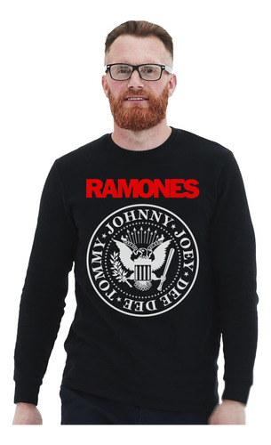 Polera Ml Ramones Johnny Joey Dee Dee Tommy Logo Rojo Punk I