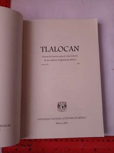 Revista Tlalocan No 1 Año 2004 (Usado)