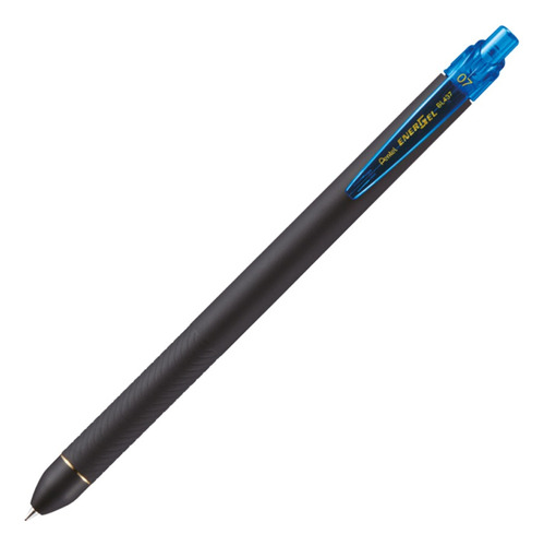 Caneta Gel Retrátil Energel Black 0,7 Mm Azul Claro Pentel Tinta Ciano Exterior Preto
