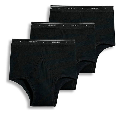 Jockey Men's Underwear Classic Full Rise Brief - 3 Pack, Bla