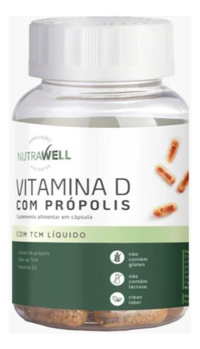 Vitamina D Com Própolis 2.000ui E Tcm 30 Caps - Nutrawell Sabor Sem sabor