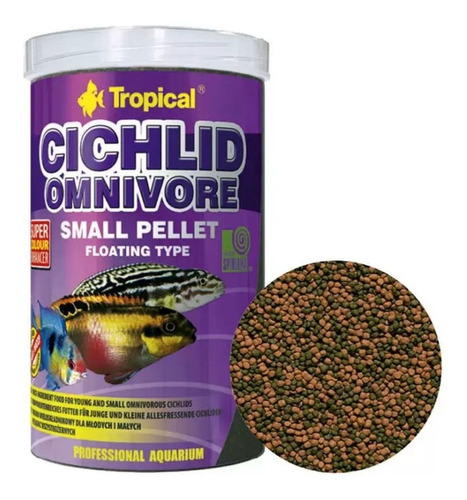 Ração Tropical Cichlid Omnivore Em Small Pellets 360g