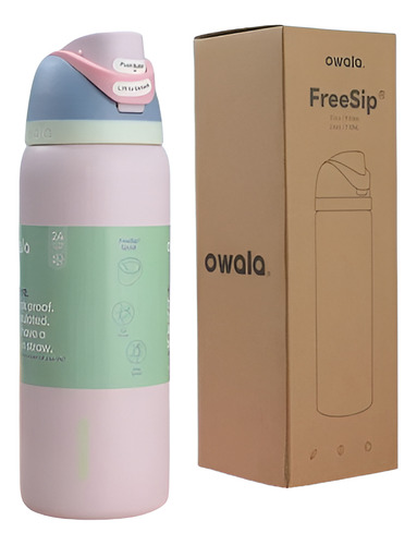 Garrafa Termica Owala Freesip 710ml Rosa Claro Inox Feminina