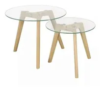 Comprar Set Mesas Escandinavas Nórdicas Vidrio Madera