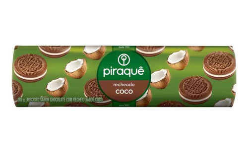 Kit C/80 Bolachas Piraquê Chocolate Recheado Com Coco 160gr