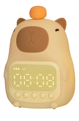 Lámpara Capybara Led Espanta Cuco Con Reloj Digital
