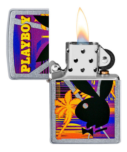 Encendedor Zippo Diseño Playboy Palmeras Cromado