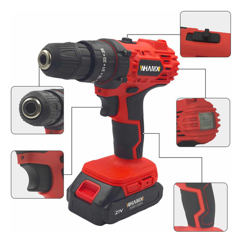 Taladro Inalambrico Rotomartillo 32n/m 49acc 2 Bateria Whamx