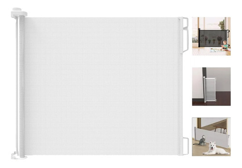 Portão Bebê Retrátil 140 X 86cm Branco Furação / Adesivo