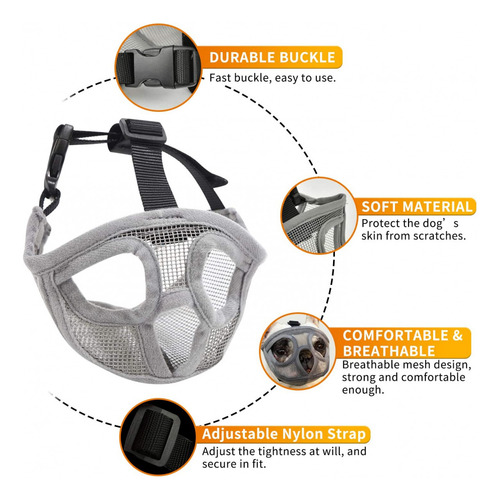 Bozal Para Perro Braquicefalos Bulldog Frances, Pug Talla M