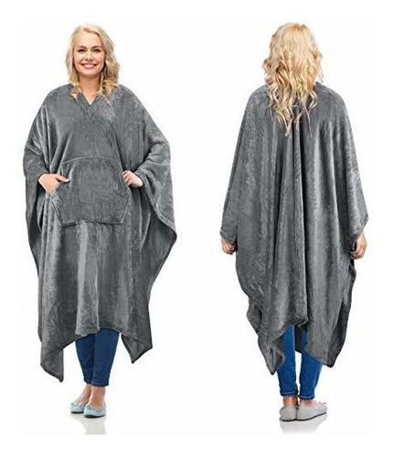 Bata Dormir - Poncho De Manta De Forro Polar Para Adultos, M